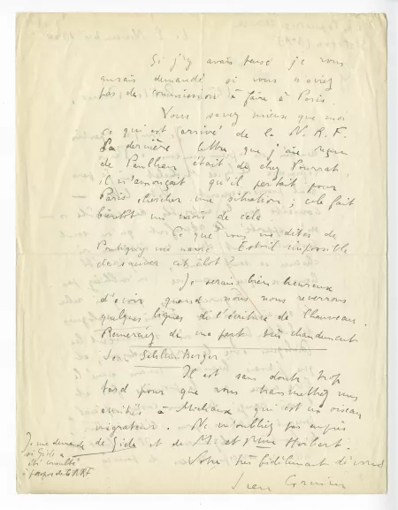 41-01-ax J Grenier à M Van Rysselberghe 02 nov 1940 verso