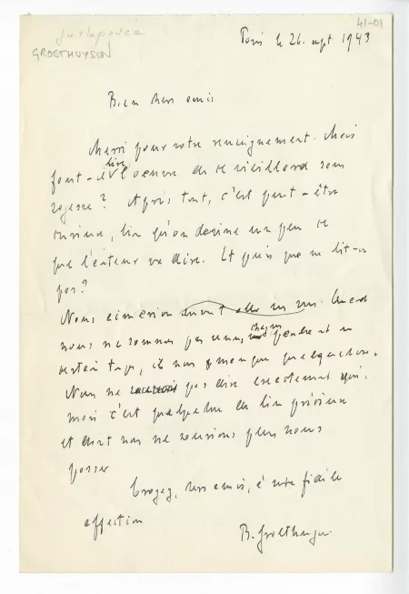41-01-ay B Groethuysen à anonyme 26 sept 1943