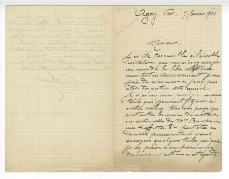 41-01-bb A Guillaumin à O Maus 07 janv 1901 recto