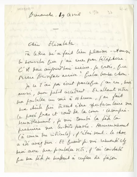 41-01-bd P Herbart à E Van Rysselberghe 19 avril recto