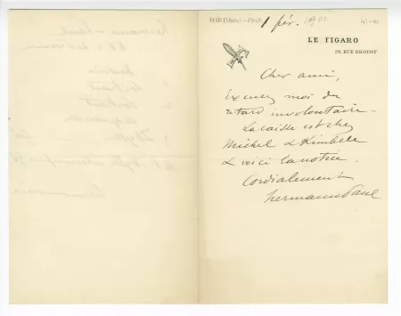 41-01-be R Hermann-Paul à anonyme 01 fév 1901 recto