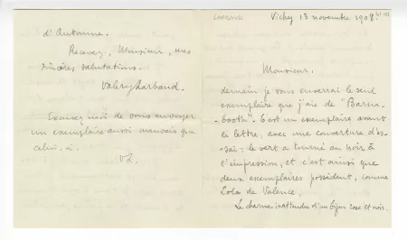 41-01-bl V Larbaud à anonyme 13 nov 1908 recto