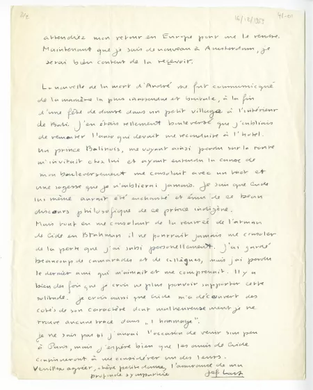 41-01-bo J Last à M Van Rysselberghe 16 déc 1953 p2