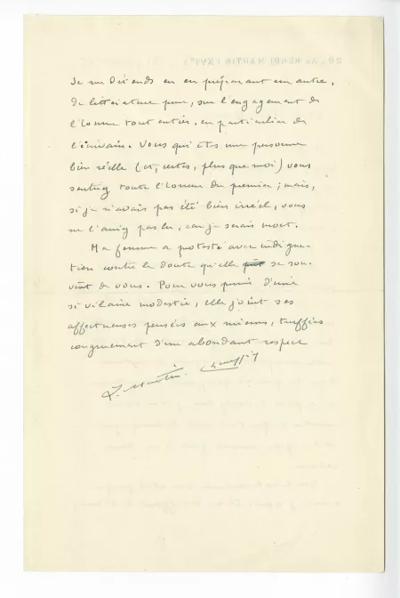 41-01-ca L Martin-Chauffier à M Van Rysselberghe 31 juil 1945 verso