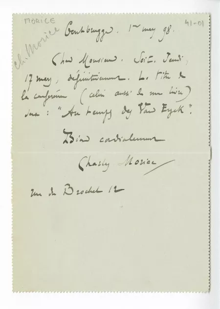41-01-cq Ch Morice à O Maus 01 mars 1898 recto