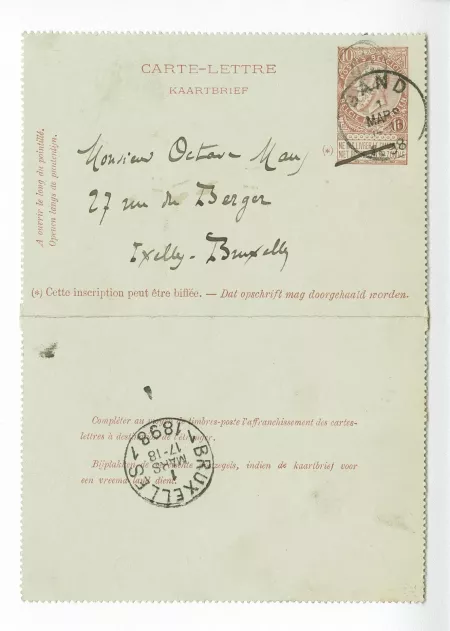 41-01-cq Ch Morice à O Maus 01 mars 1898 verso