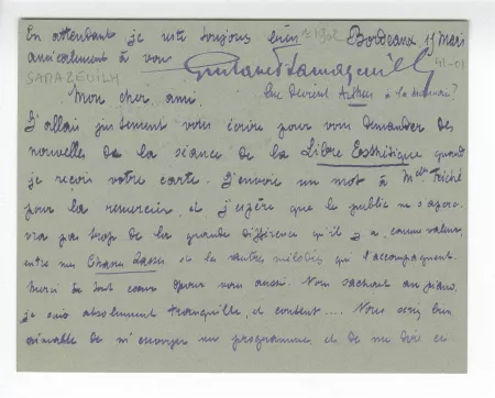 41-01-dk G Samazeuilh à O Maus 15 mars 1902 recto