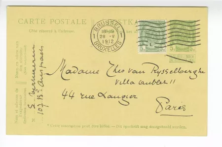 41-01-ej É Verhaeren à M Van Rysselberghe 28 mai 1912 verso