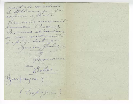 41-01-eq I Zuloaga y Zabaleta à O Maus 23 oct 1899 verso