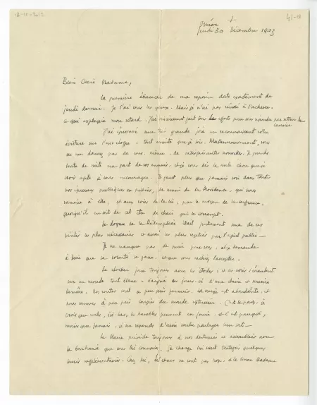 41-01-eu anonyme à Maria Van Rysselberghe 30 déc 1943 recto