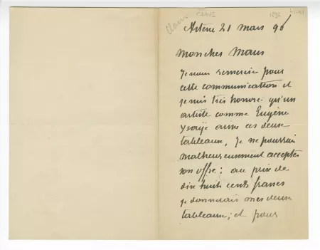41-01-v É Claus à O Maus 21 mars 1896 recto