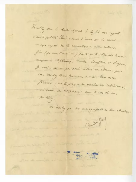 41-08-c A Gide à M Gavillet 29 mai 1935 verso
