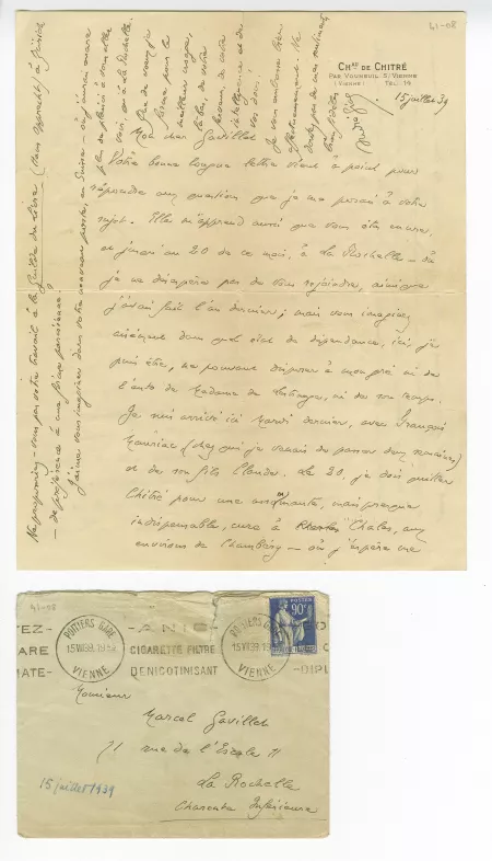 41-08-i A Gide à M Gavillet 15 juil 1939 avec env recto