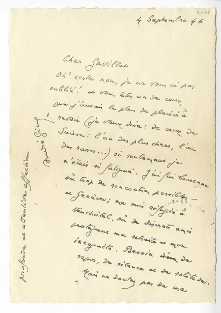 41-08-k A Gide à M Gavillet 04 sept 1946