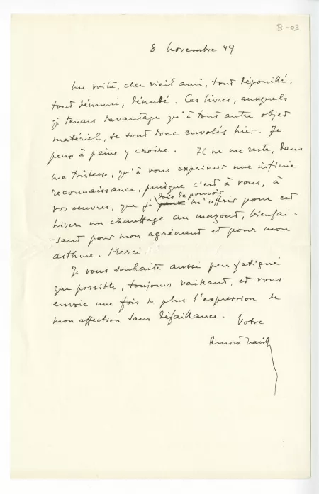 B-03-a A Naville à A Gide 08 nov 1949