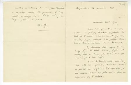 B-05-a A Gauthier à A Gide 30 janv 1932 p1 recto
