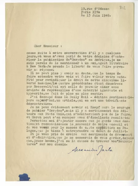 B-12-n A Janta à A Gide 13 juin 1948