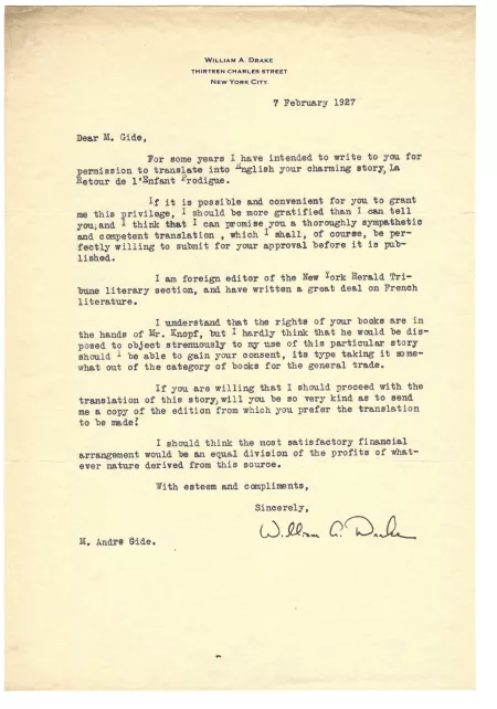 B-13-i -i - Lettre de William Drake à A. Gide 7 février 1927.tiff.webp
