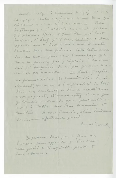 F-03-d A Naville à M Van Rysselberghe 25 mai 1941 verso