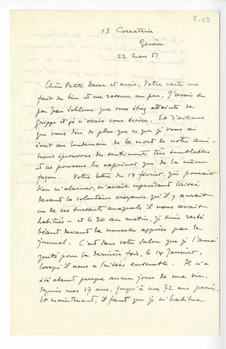 F-03-k A Naville à M Van Rysselberghe 22 mars 1951 recto