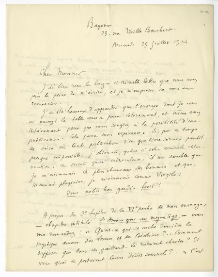 H-04-b G Hérelle à A Gide 25 juil 1934 p1 recto