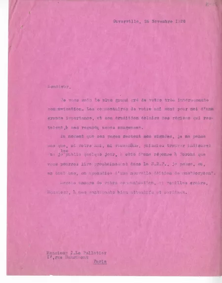 H-04-d A Gide à G Legrand 26 nov 1928