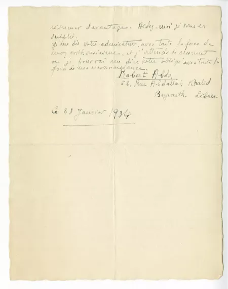 H-06-a R Abdo à A Gide 23 janv 1934 p2 verso
