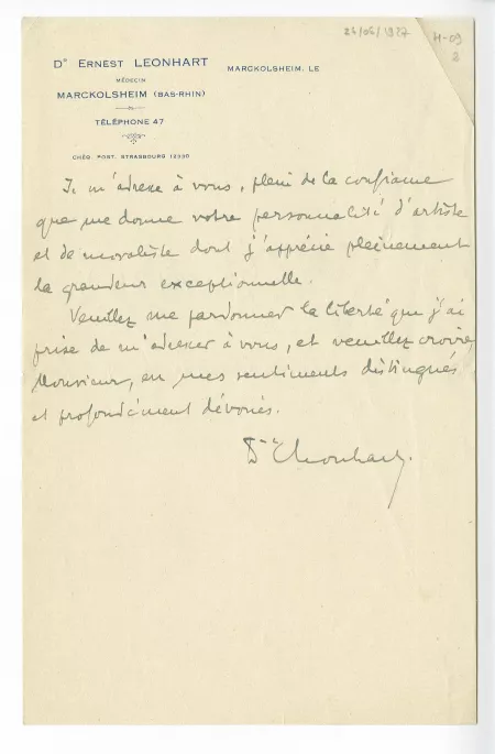 H-09-v E Leonhart à A Gide 24 juin 1927 p2 recto