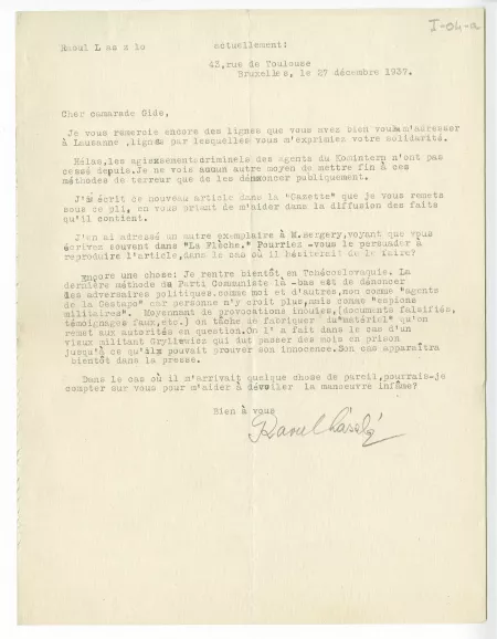 I-04-a-21 R Laszlo à A Gide 27 déc 1937
