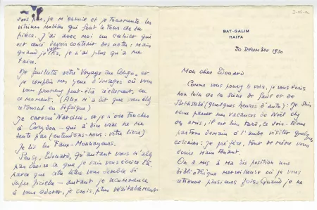 I-05-a-10 É Dana à A Gide 30 déc 1930 recto