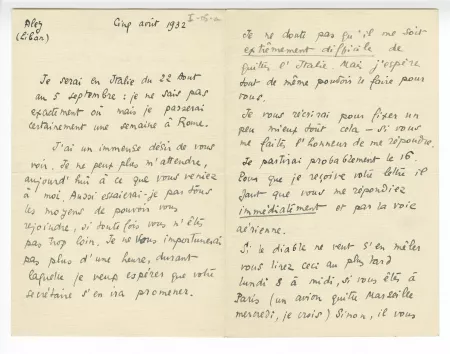 I-05-a-19 É Dana à A Gide 05 août 1932 recto