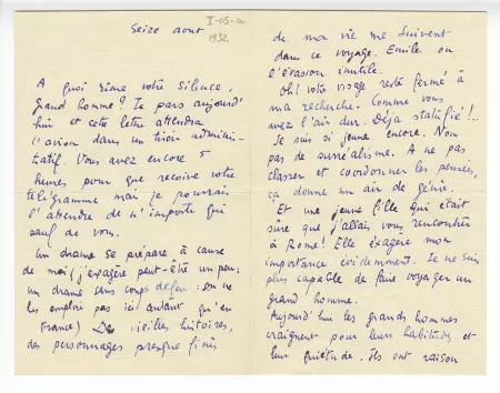 I-05-a-20 É Dana à A Gide 16 août 1932 recto