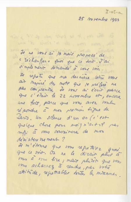 I-05-a-24 É Dana à A Gide 25 nov 1933 recto