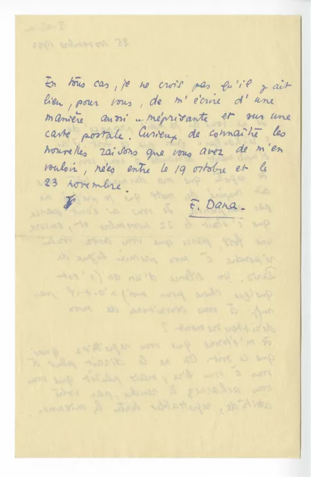 I-05-a-24 É Dana à A Gide 25 nov 1933 verso