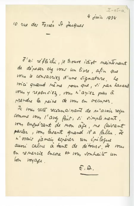 I-05-a-26 É Dana à A Gide 04 juin 1934