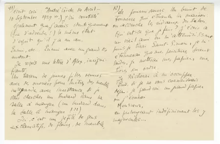 I-05-a-3 É Dana à A Gide 26 avril 1930 p3 verso