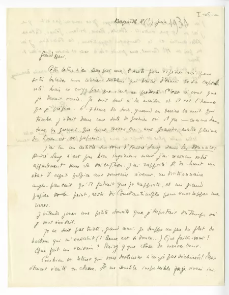 I-05-a-4 É Dana à A Gide 08 juin 1930 recto