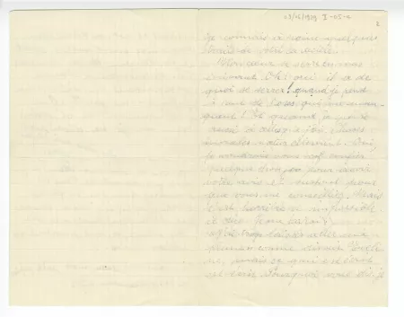 I-05-c-2 A Mordo à A Gide 09 juin 1929 p2 recto