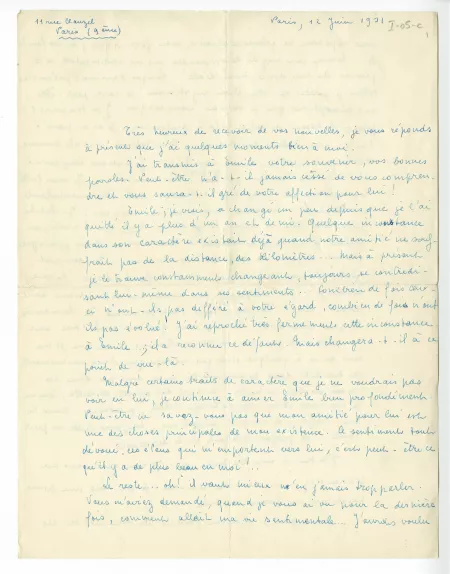 I-05-c-4 A Mordo à A Gide 12 juin 1931 p1 recto
