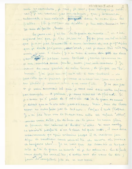 I-05-c-5 A Mordo à A Gide 03 juil 1931 p3 recto