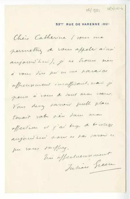 IV4-01-b J Green à C Gide 22 fév 1951