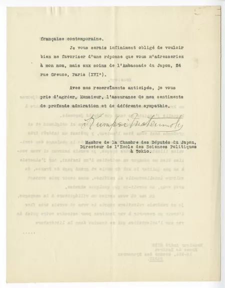 K-02-g K Matsumoto à A Gide 24 août 1927 verso