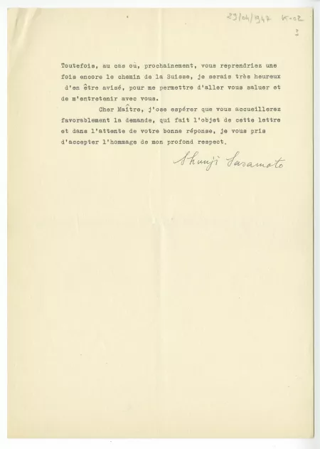 K-02-o S Sasamoto à A Gide 29 avril 1947 p3