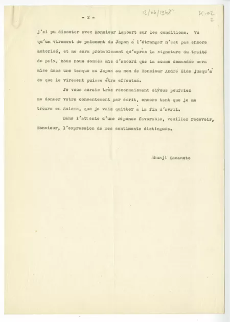 K-02-t S Sasamoto à D Mascolo 12 avril 1948 p2