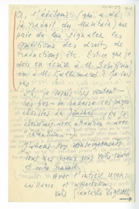 K-03-ao G Vigorelli à A Gide 03 août 1939 p3 recto