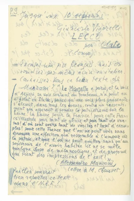 K-03-ao G Vigorelli à A Gide 03 août 1939 p3 verso