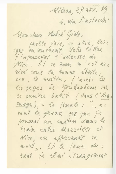 K-03-aq G Vigorelli à A Gide 27 nov 1939 p1