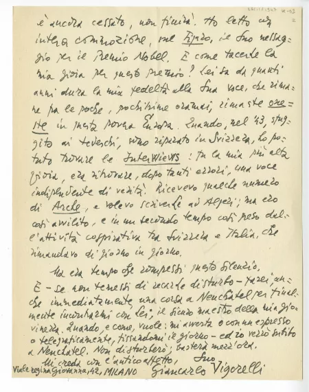 K-03-ar G Vigorelli à A Gide 26 nov 1947 p2 recto