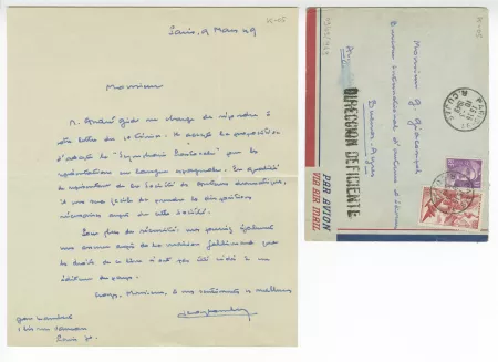 K-05-n J Lambert à G Giacompol 09 mars 1949 avec env