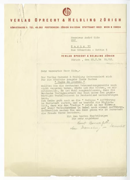 N-01-au K Hirschfeld à A Gide 25 juil 1934